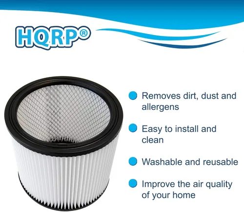 Miniatura 3 de HQRP Paquete de 12 filtros de cartucho de repuesto para Shop-Vac 90304 90350 90340 9033 para la mayoría de aspiradoras húmedas/secas de 5 galones