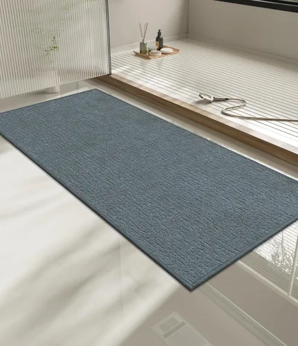 Miniatura 33 de Chakme Juego de 2 alfombras de baño ultrafinas, absorbentes, antideslizantes, lavables a máquina, color negro, 17 x 24 pulgadas / 17 x 30 pulgadas