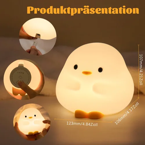 Miniatura 7 de Rytinazzz Luz nocturna de silicona para bebé, lámpara de pato de batería larga de 50 horas, regalo para niños, luz suave y segura para guardería
