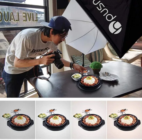Miniatura 8 de HPUSN Softbox Kit de iluminación para fotografía, kit de iluminación Softbox de 30 x 30 pulgadas, 2 bombillas LED E27 Socket 5400K, luz de estudio