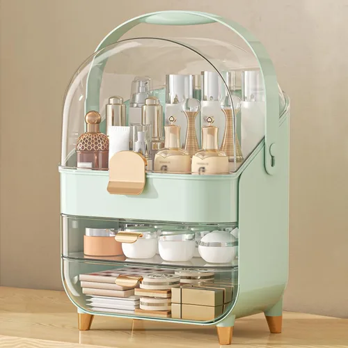 Miniatura 19 de Organizador de maquillaje para encimera, soporte para cuidado de la piel, organizador de mostrador de baño, caja de almacenamiento, vitrinas
