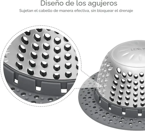 Miniatura 4 de LEKEYE - Captador de Pelo para Drenaje/Cubierta de Drenaje de Bañera/Protector de Drenajes de Palanca y Normales (Producto Patentado)