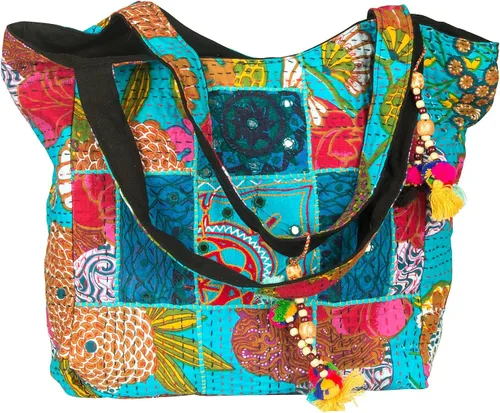 TribeAzure Bolso de hombro de lona azul grande grande grande grande bolso de mano único Tote Colcha Vintage Beach Viajes Verano