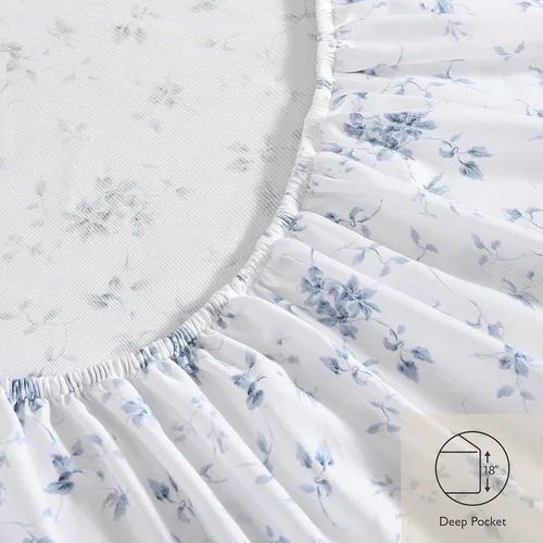 Miniatura 4 de Laura Ashley - Juego de sábanas tamaño individual, sábanas suaves como la mantequilla con un tacto ligero de satén de algodón suave y sedoso - Funda