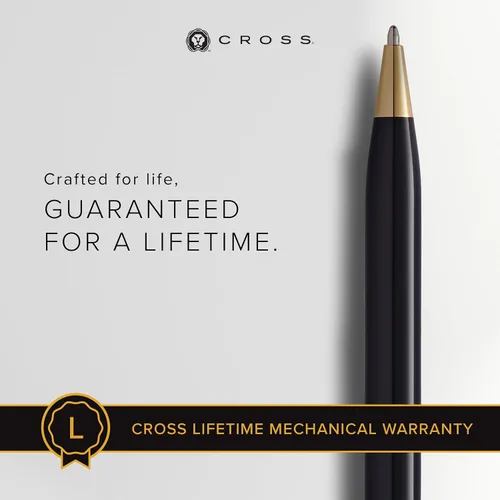 Miniatura 90 de Cross Century II - Bolígrafo de punta Selectip, lacado negro con detalles chapados en oro de 23 quilates