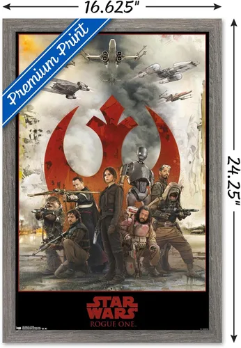 Miniatura 3 de Trends International Star Wars: Rogue One - Póster de pared de montaje, 14.725 x 22.375 pulgadas, versión enmarcada de madera de granero