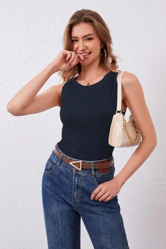 Miniatura 3 de Arach&Cloz Suéteres de mezcla de lana para mujer, no se transparentan, sin mangas, para todas las estaciones, para negocios, informal, 2025
