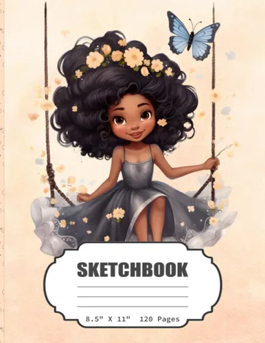 SketchBook Cute Butterfly Girl Sketch Book for Girls, Kids, Teens, Adults Artist NotebookJournal for Drawing, Writing, Sketching or Doodling, Blank