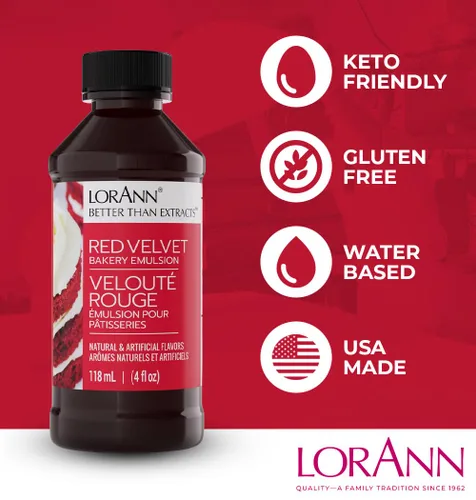 Miniatura 6 de LorAnn. Emulsión de Red Velvet para panadería, botella de 16 onzas.