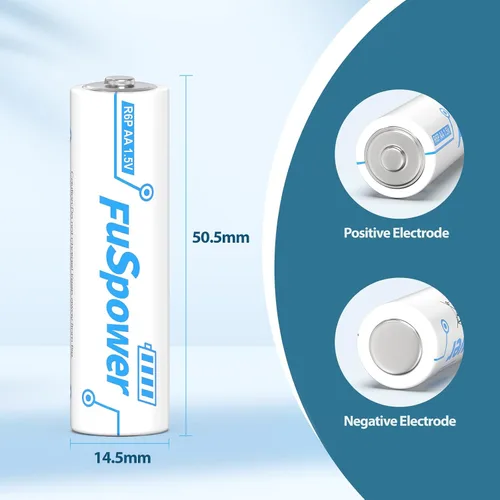 Miniatura 5 de Baterías AA de larga duración: 1.5V pilas AA dobles paquete de 50 - Alimentación de zinc de carbono resistente para control remoto LED relojes ratón