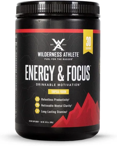 Miniatura 11 de Wilderness Athlete - Energía y concentración Preentrenamiento energético para mujeres y hombres - Mezcla de bebida energética en polvo con cafeína