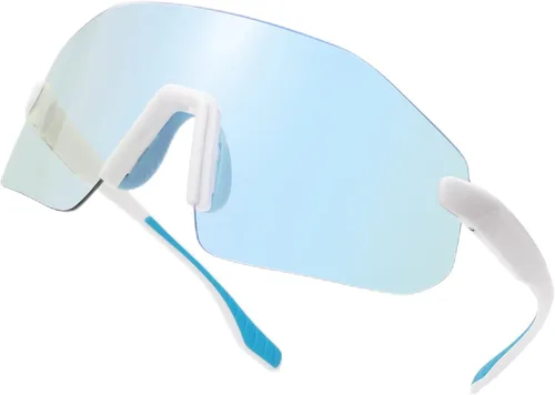 SOJOS Gafas de sol para correr para mujeres y hombres, ligeras TR90 sin marco UV400 gafas deportivas envolventes, SJ2352 Blanco