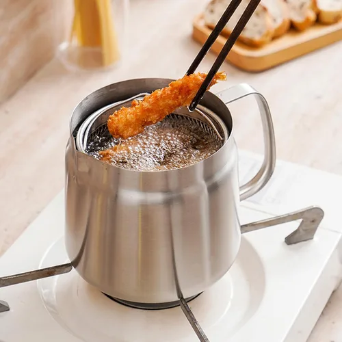 Miniatura 6 de Olla de filtro de aceite de acero inoxidable de 68 onzas con colador extraíble, protector de grasa de tocino, recipiente grande de aceite de cocina