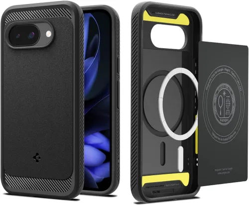 Spigen Funda para Pixel 9a, Rugged Armor MagFit (2025) [compatible con accesorios MagSafe] - Negro mate