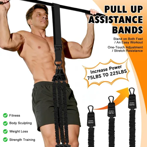 Miniatura 4 de Two Foot Pull Up Assistance Bands,Heavy Duty Pull Up Workout Bands,Adjustable Weight/Size with Comfortable Fabric Feet/Knee Rest for Home Gym