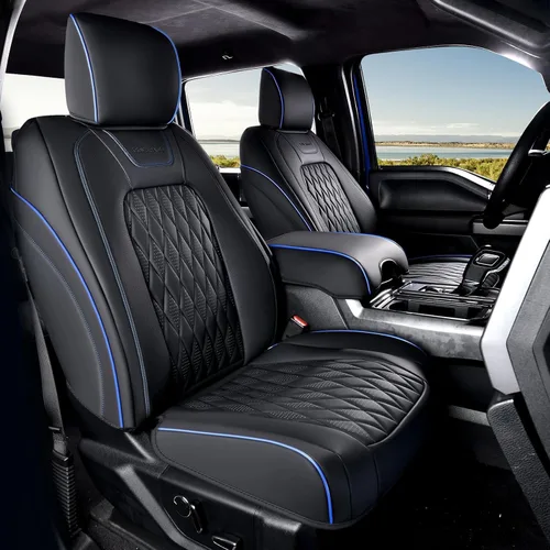 Miniatura 18 de Coverado Funda de asiento de cuero, ajuste personalizado para fundas de asiento Ford F150, fundas de asiento para camioneta Ford F150 impermeables