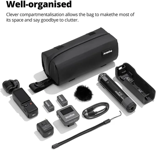 Miniatura 7 de AMBITFUL ZOOM P1 - Estuche de almacenamiento para DJI Osmo Pocket 3/4/360, bolsa de transporte de piel sintética impermeable, bolsa de viaje de gran