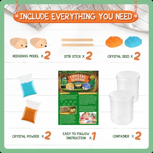 Miniatura 4 de Kit de Cultivo de Cristales - 2 Erizos de Colores Vibrantes para Cultivar - Kits de Ciencia para Niños de 6-8 Años, Excelentes Juguetes de Regalo