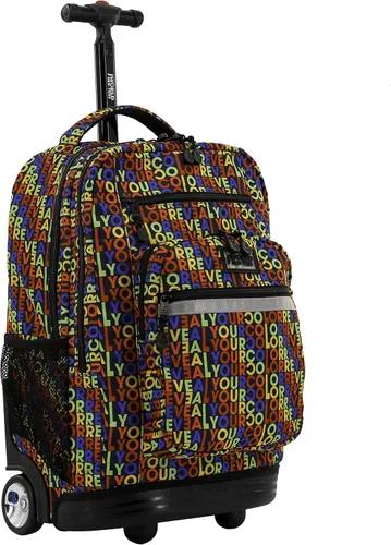 Miniatura 23 de J World Sundance Mochila Rodante para Laptop para Niñas y Niños. Mochila Escolar con Ruedas, Rombos negro, 20 pulgadas