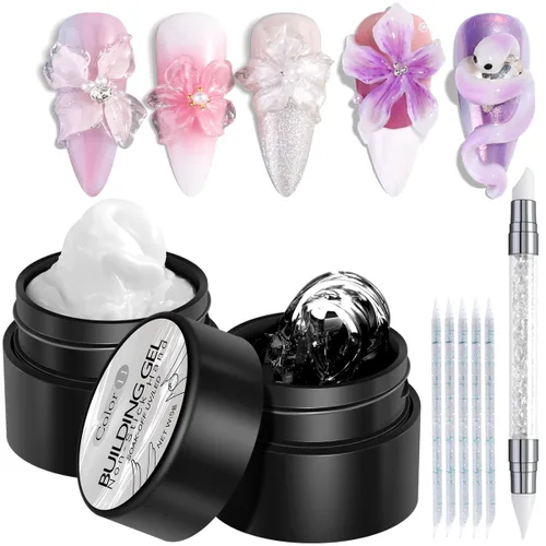Miniatura 8 de Fcozpjk Kit de gel sólido constructor, 2 unidades de gel de escultura 3D negro no pegajoso para tallar a mano con bolígrafo de silicona, geles duros