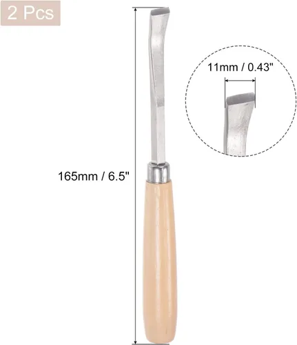Miniatura 2 de uxcell Cuchillo para tallar cinceles de madera, 0.394 in cromado 45 # acero al carbono curvada punta recta herramienta de mano para carpintería