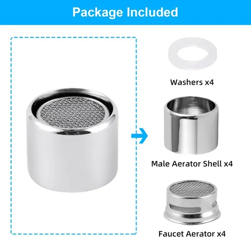 Miniatura 6 de iFealClear Aireador de grifo de 4 piezas, adaptador aireador de grifo de fregadero de cocina con carcasa de latón macizo, rosca hembra de 55/64 Cromo