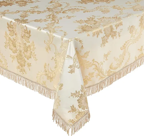 Miniatura 14 de Violet Linen Majestic Damask - Mantel con diseño de damasco, color beige, 54 x 72 pulgadas, rectangular