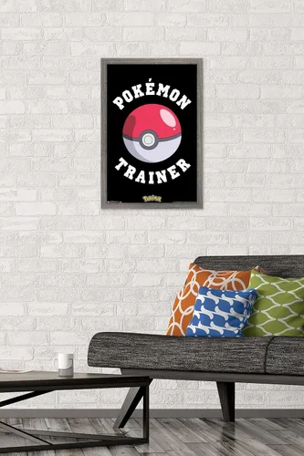 Miniatura 2 de Trends International Pokémon - Póster de pared de entrenador, 14.725 x 22.375 pulgadas, versión enmarcada de madera de granero