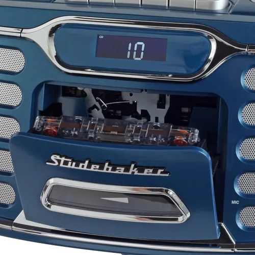 Miniatura 3 de Retro Edge Big Sound Bluetooth Boombox con reproductor de CD/grabadora de cassette/radio estéreo AM-FM (azul)