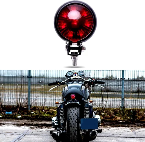 Rich Choices - Faro trasero de motocicleta, luces de freno, lámpara de marcha para Cafe Racer, Chopper, Bobber Rojo