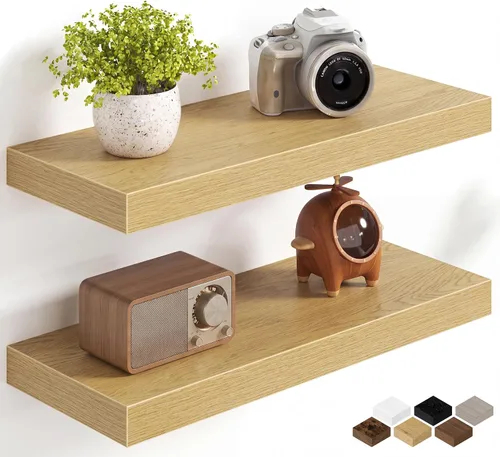 Miniatura 34 de Fun Memories Estantes flotantes de 16 pulgadas para pared, estantes de 8 pulgadas de profundidad para baño, dormitorio, cocina, montaje en pared