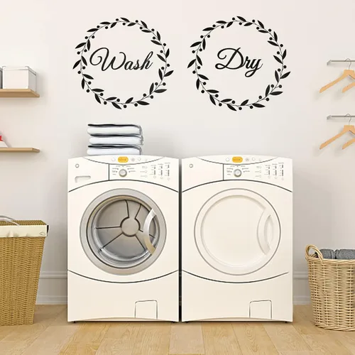 Miniatura 3 de SUPERDANT Calcomanías de lavandería para lavadora y secadora, calcomanías de pared para lavar y secar, decoración de vinilo para bricolaje, arte