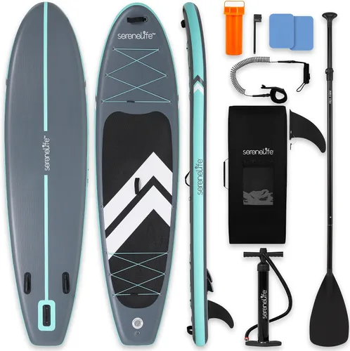 Miniatura 15 de SereneLife Tabla de remo inflable de 10 pies 6 pulgadas con accesorios de SUP de alta calidad, diseño estable de 32 pulgadas de ancho