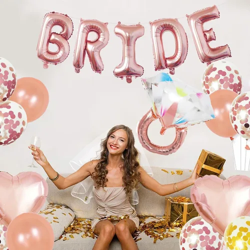 Miniatura 4 de EFAILY Decoraciones para Despedida de Soltera - Kit de Decoración y Suministros para Fiesta Nupcial de Oro Rosa, Banda de Novia, Velo, Tatuajes