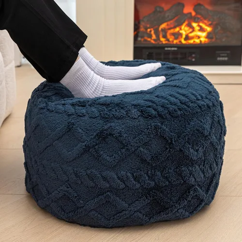 Miniatura 18 de Reposapiés otomano relleno redondo bohemio puf de piso asiento sillón reposapiés taburete cojín de piso saco puf otomano 18x18x14 pulgadas bosque