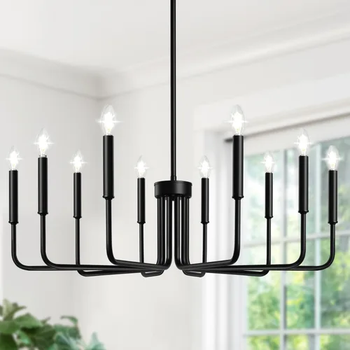 Miniatura 16 de Lynnoland - Candelabros de 6 luces de granja para comedor, accesorios de iluminación colgantes, lámparas industriales modernas para dormitorio