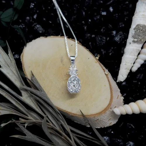 Miniatura 5 de Collar con colgante de piña pequeña de plata de ley, 40,6 + 2.0in extensor