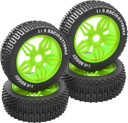 Miniatura 10 de ShareGoo OD 4.52 pulgadas 1/8 RC Buggy neumáticos de goma con 5 radios llanta de plástico hexagonal de 0.669 in compatible con Arrma Kyosho Exceed