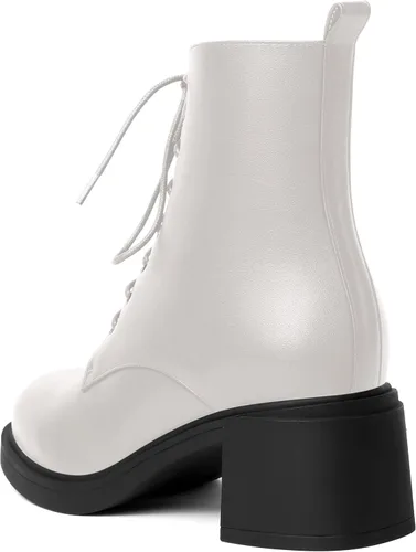 Miniatura 118 de ROSERWISH Botas altas de tacón bajo y grueso para mujer, con cordones, cómodas, modernas, con puntera redonda, de 2.5 pulgadas