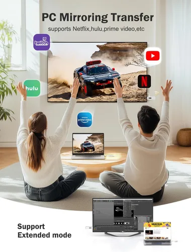Miniatura 2 de Lemorele Kit de transmisor y receptor HDMI inalámbrico, extensor HDMI inalámbrico portátil, rango de 164 pies, 1080P Full HD, para transmisión