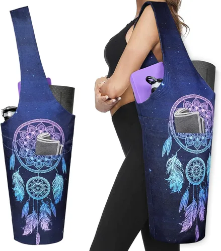 Miniatura 36 de Bolsa de esterilla de yoga impresa a la moda con bolsillo lateral grande y bolsillo con cremallera, bolsa larga de yoga que se adapta a la mayoría