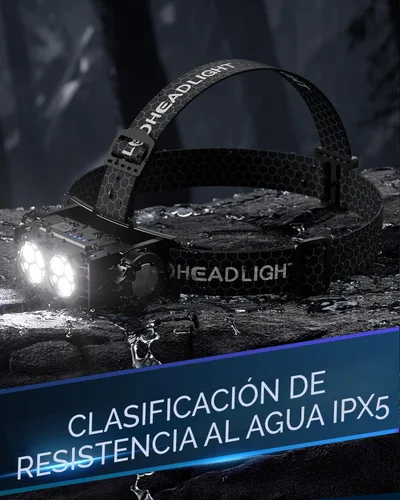 Miniatura 6 de Linterna frontal recargable, 2 unidades, 4500 L, luz súper brillante, LED, recargable con luz blanca, lámpara de cabeza impermeable con diadema