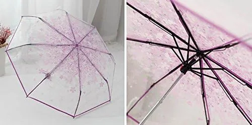 Miniatura 3 de WerFamily Cherry Blossom - Sombrilla de viaje plegable transparente