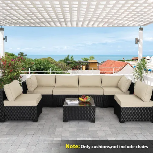 Miniatura 2 de Valita - Cojines de repuesto para muebles de exterior, compatibles con juego de sofá modular de ratán de 6 asientos, 14 piezas de cojines de sofá