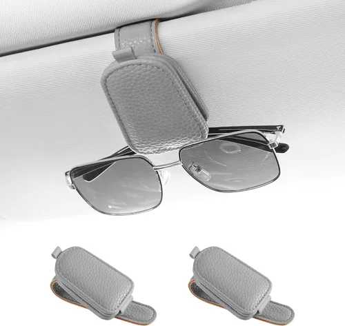 Miniatura 22 de SINGARO Soporte para gafas de sol de coche, hebilla magnética de cuero para visera de coche, clip para anteojos de sol, clip para almacenamiento