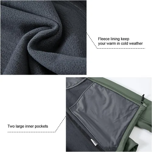 Miniatura 6 de Gopune Chaqueta de senderismo Softshell para hombre, con forro polar, impermeable, ligera, con capucha