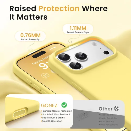 Miniatura 382 de GONEZ Funda de silicona para iPhone 15 Pro Max, compatible con Magsafe, protector de cámara + protector de pantalla, forro de microfibra suave