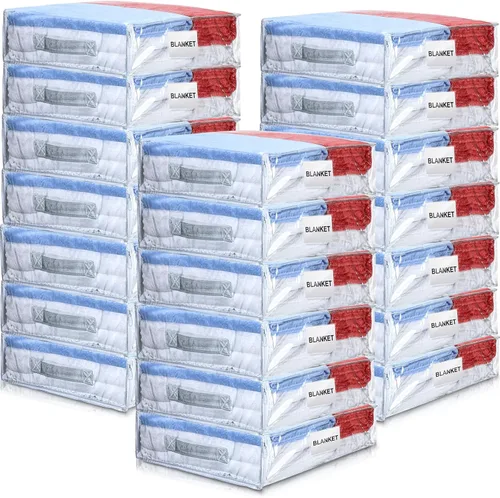 Miniatura 8 de Kenning Juego de 20 bolsas de almacenamiento de vinilo transparente con cremallera para organizador de sábanas, bolsas de plástico para suéter
