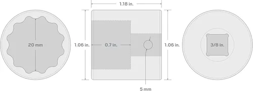 Miniatura 88 de TEKTON Encastre de 3/8 pulgadas x 0.669 in Zócalo de impacto de 12 puntos poco profundo SID12317