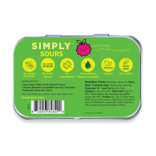 Miniatura 9 de SIMPLY Sours - Latas de caramelo agrio de bayas cítricas (paquete de 3), veganas, sin OMG, sin jarabe de maíz, sin colores ni sabores artificiales